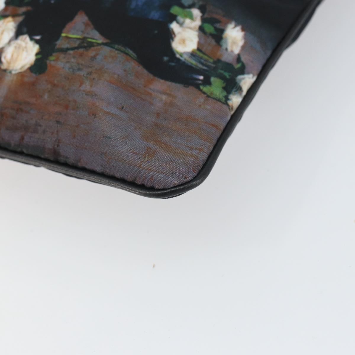 Christian Dior Clutch Bag Nylon Black Silver Auth 164536