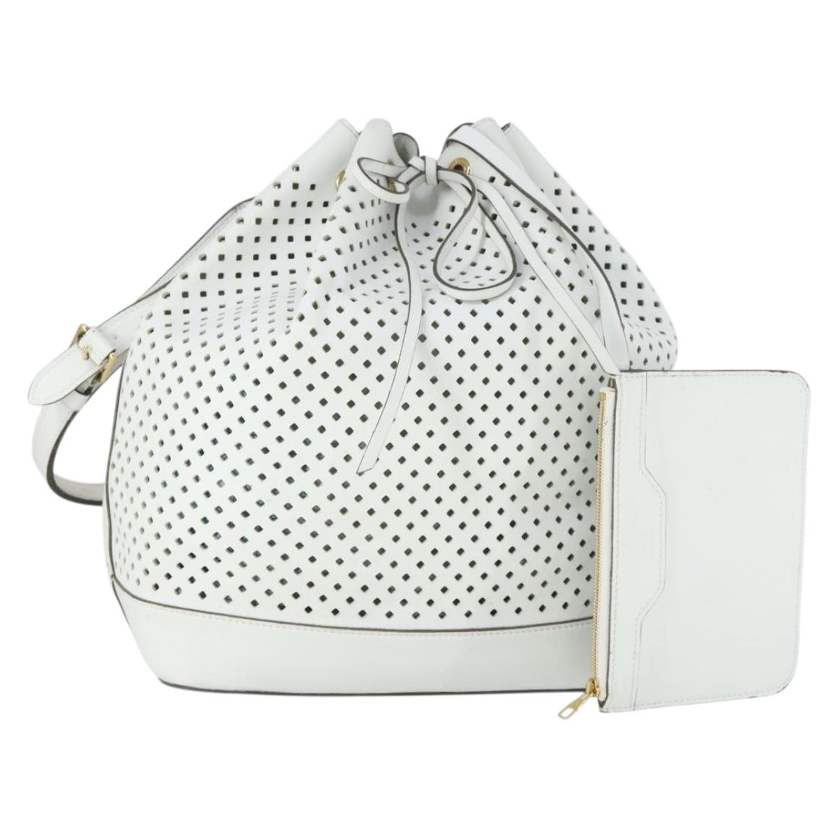 LOUIS VUITTON Perfo Flore Noe Shoulder Bag White LV Auth 164588A