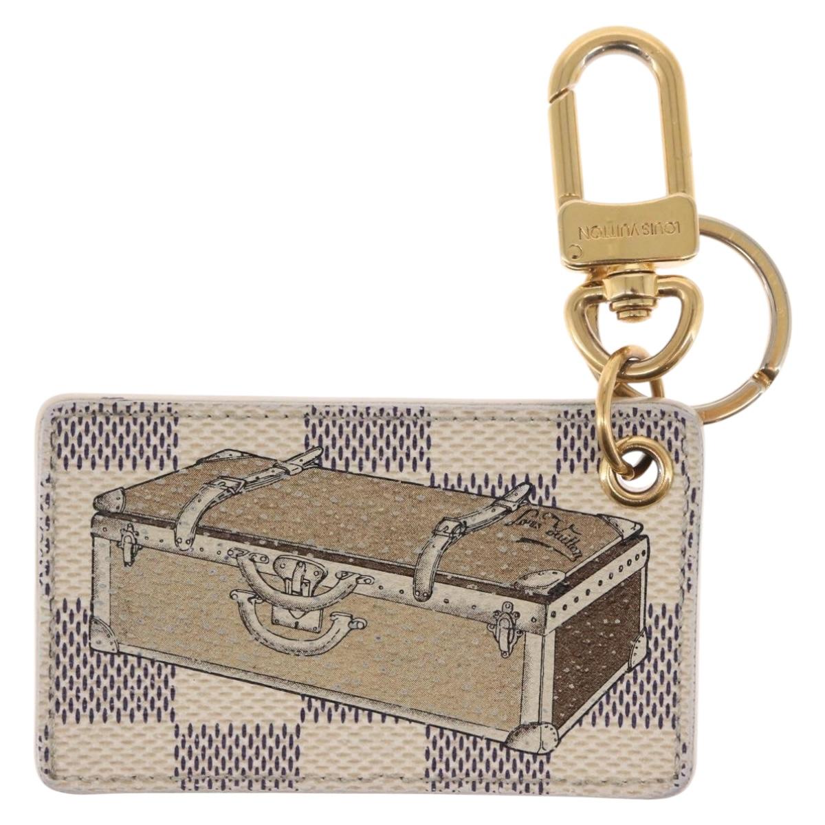 LOUIS VUITTON Damier Azur Porte Cles Afish Key Ring M66178 LV Auth 164678