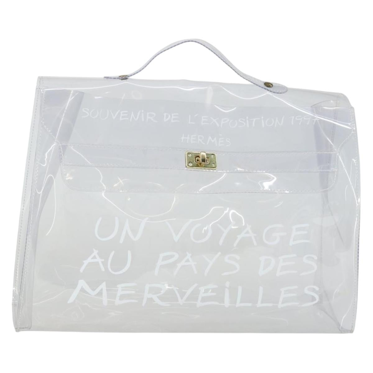 HERMES Vinyl Kelly Hand Bag Vinyl Clear Auth 164684