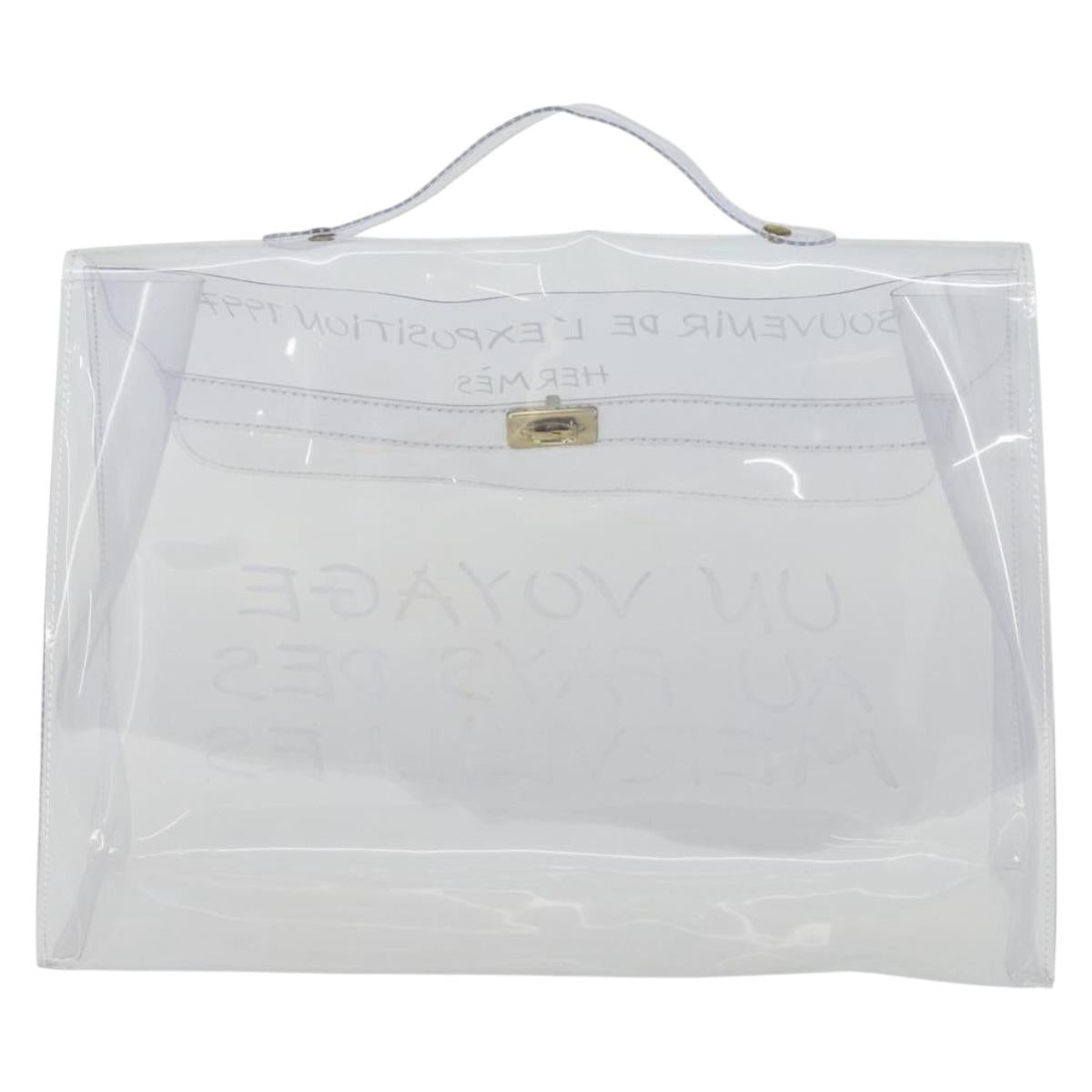 HERMES Vinyl Kelly Hand Bag Vinyl Clear Auth 164684