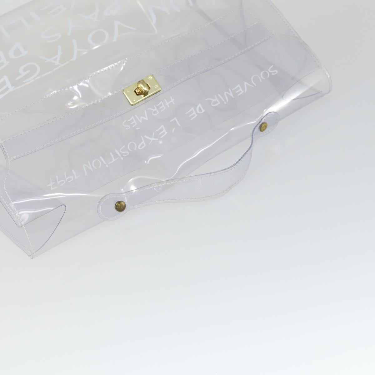 HERMES Vinyl Kelly Hand Bag Vinyl Clear Auth 164684