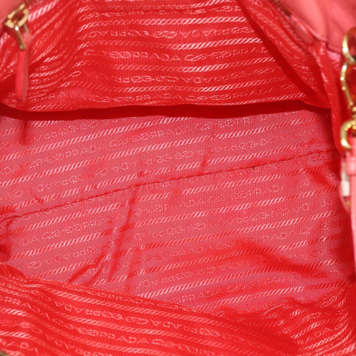 PRADA Hand Bag Nylon 2way Red Gold Auth 164691