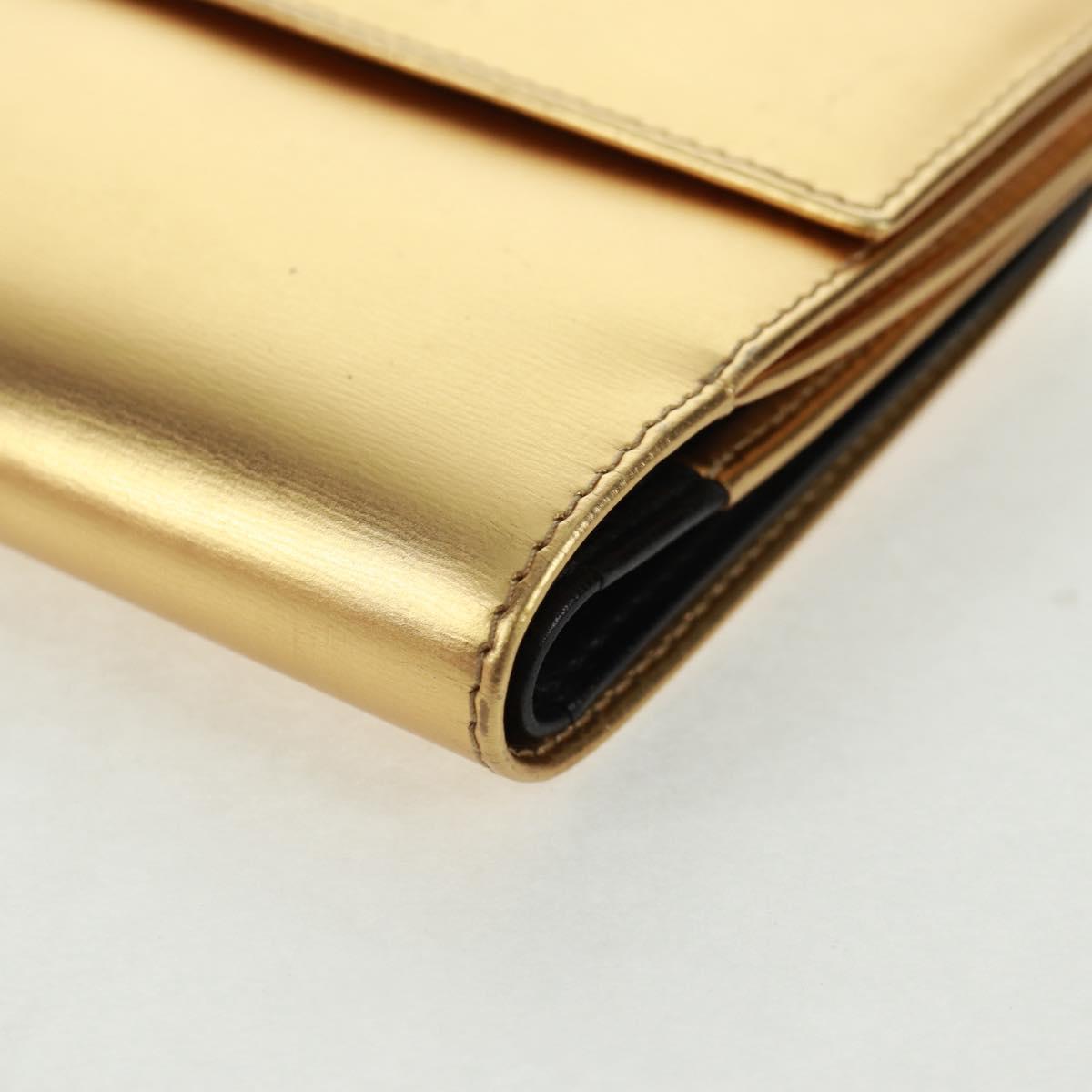 LOEWE Anagram Compact Wallet Leather Gold Silver Auth 164706V