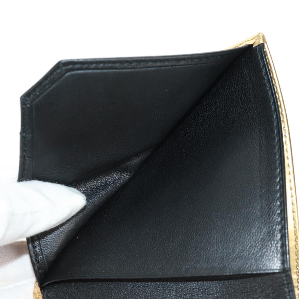 LOEWE Anagram Compact Wallet Leather Gold Silver Auth 164706V