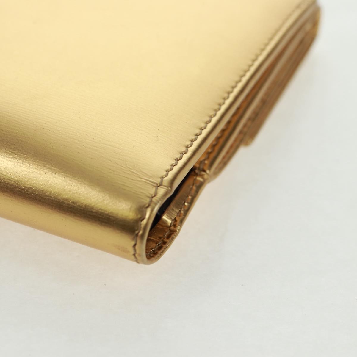 LOEWE Anagram Compact Wallet Leather Gold Silver Auth 164706V