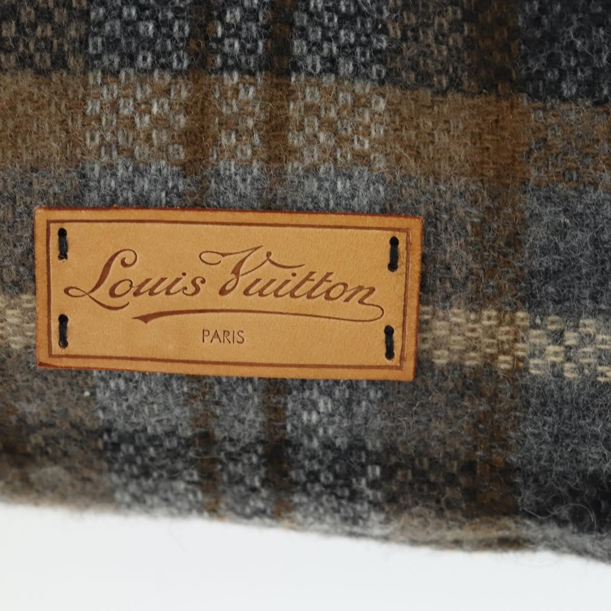 LOUIS VUITTON Travel Set Eye Mask Cushion Wool 3 Set Gray R99136 Auth 164714
