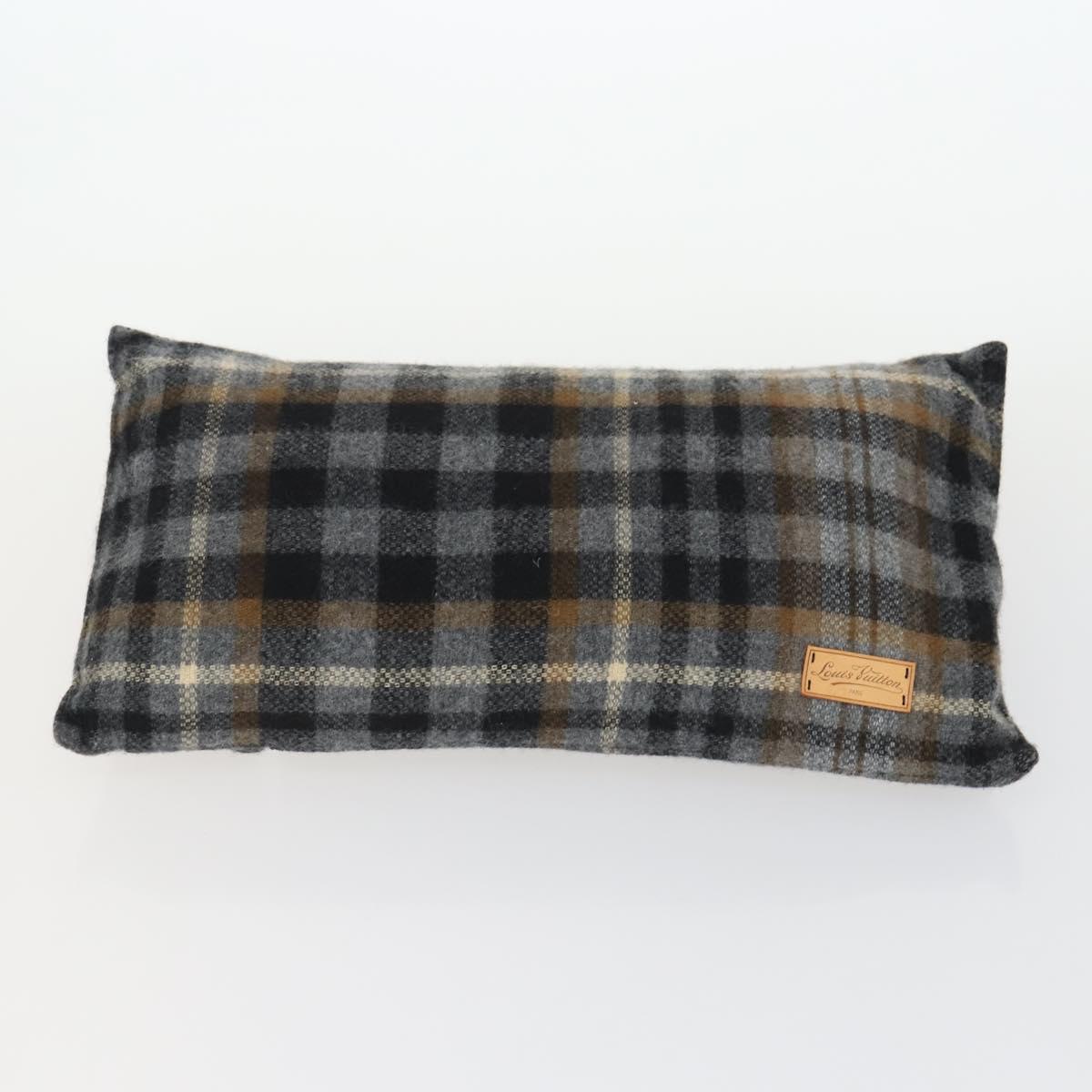 LOUIS VUITTON Travel Set Eye Mask Cushion Wool 3 Set Gray R99136 Auth 164714