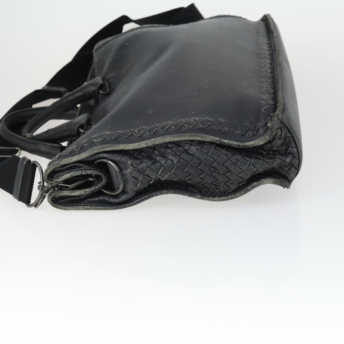 BOTTEGA VENETA INTRECCIATO Hand Bag Leather 2way Black Auth 164741