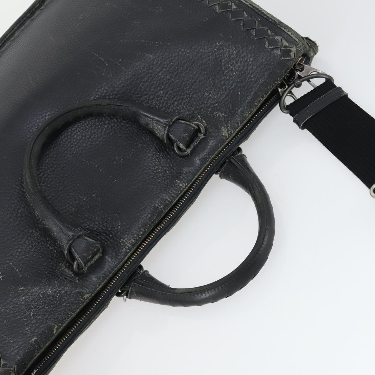 BOTTEGA VENETA INTRECCIATO Hand Bag Leather 2way Black Auth 164741