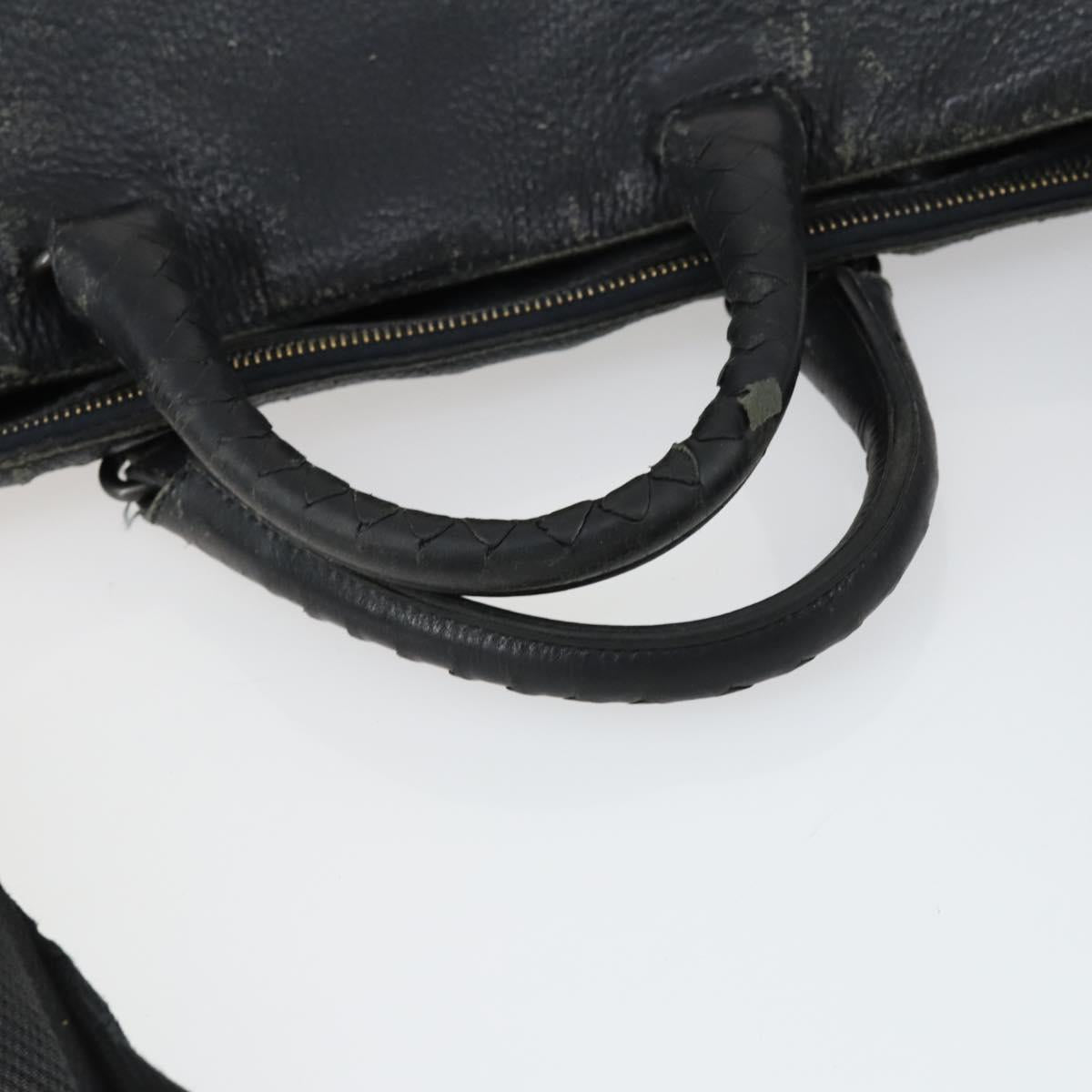 BOTTEGA VENETA INTRECCIATO Hand Bag Leather 2way Black Auth 164741