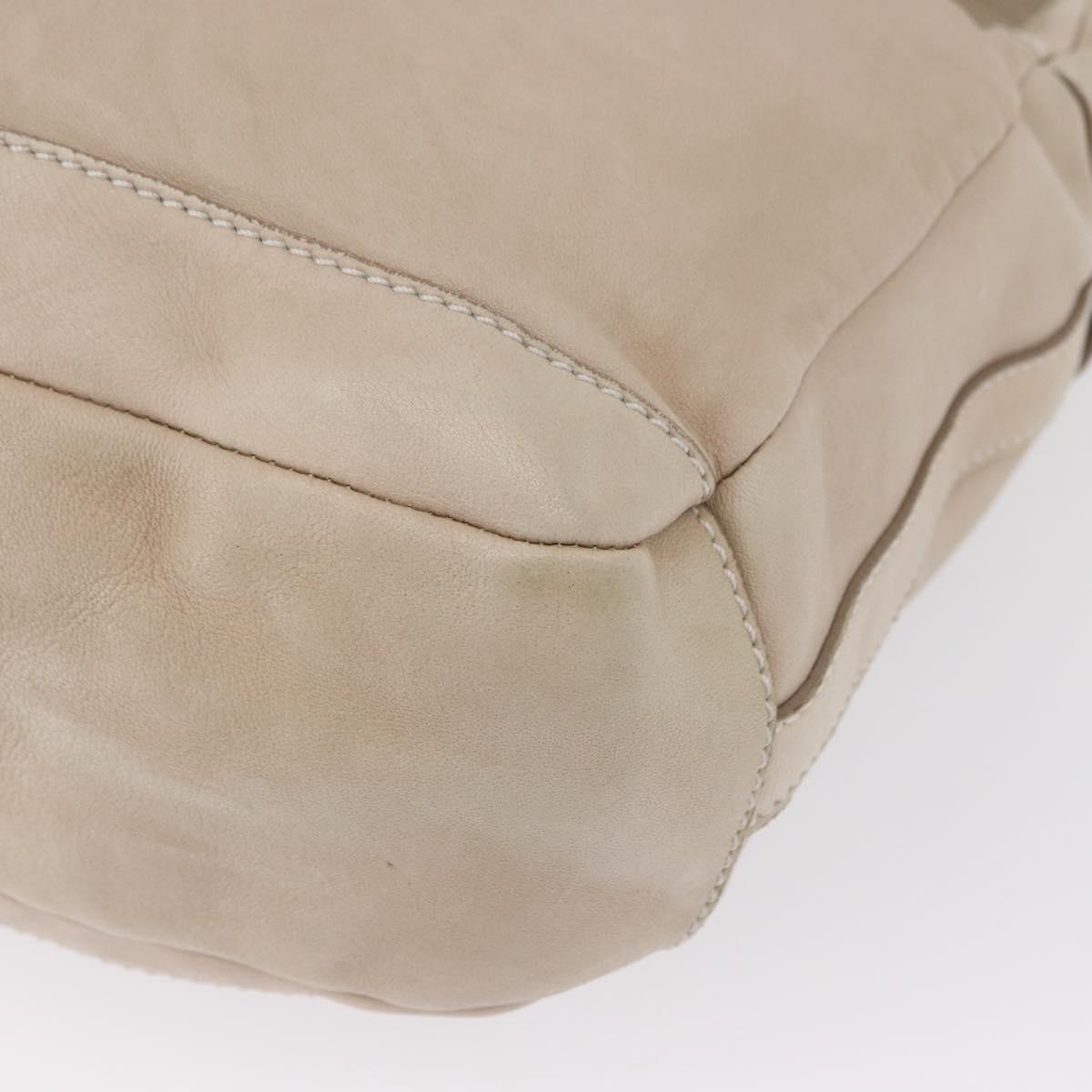 BURBERRY Shoulder Bag Leather Beige Gold Auth 164742
