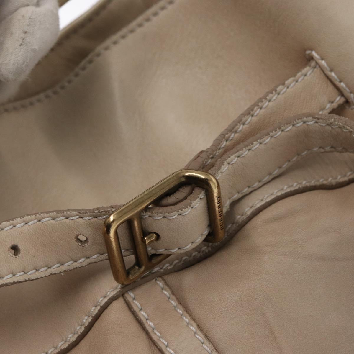 BURBERRY Shoulder Bag Leather Beige Gold Auth 164742