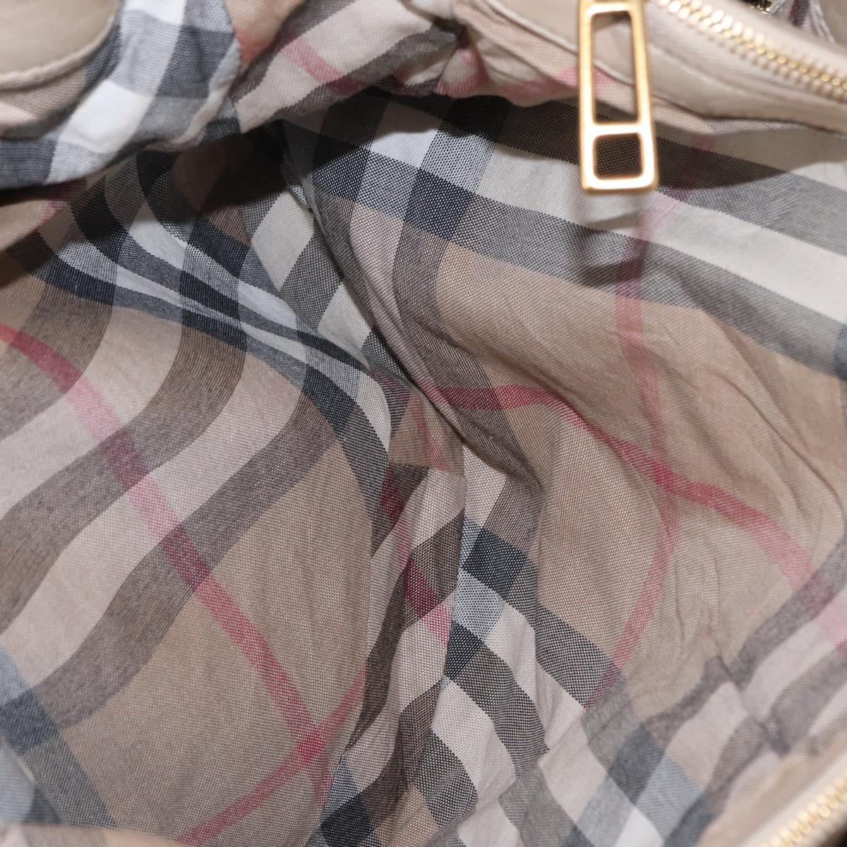 BURBERRY Shoulder Bag Leather Beige Gold Auth 164742