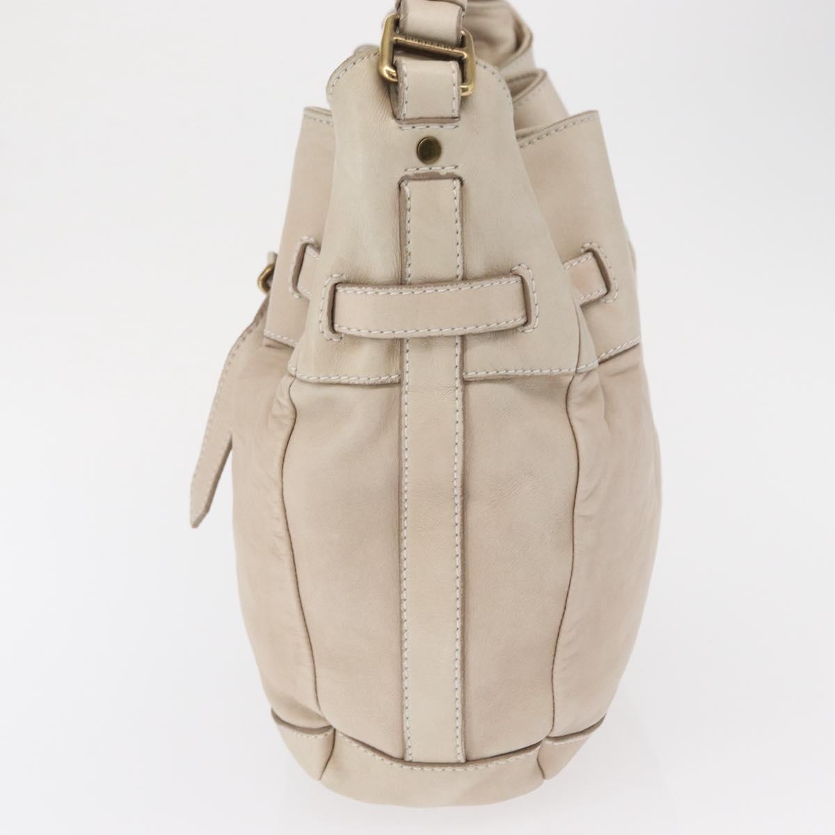 BURBERRY Shoulder Bag Leather Beige Gold Auth 164742