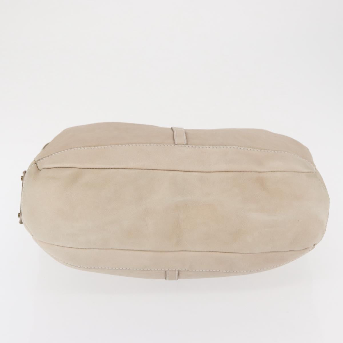 BURBERRY Shoulder Bag Leather Beige Gold Auth 164742