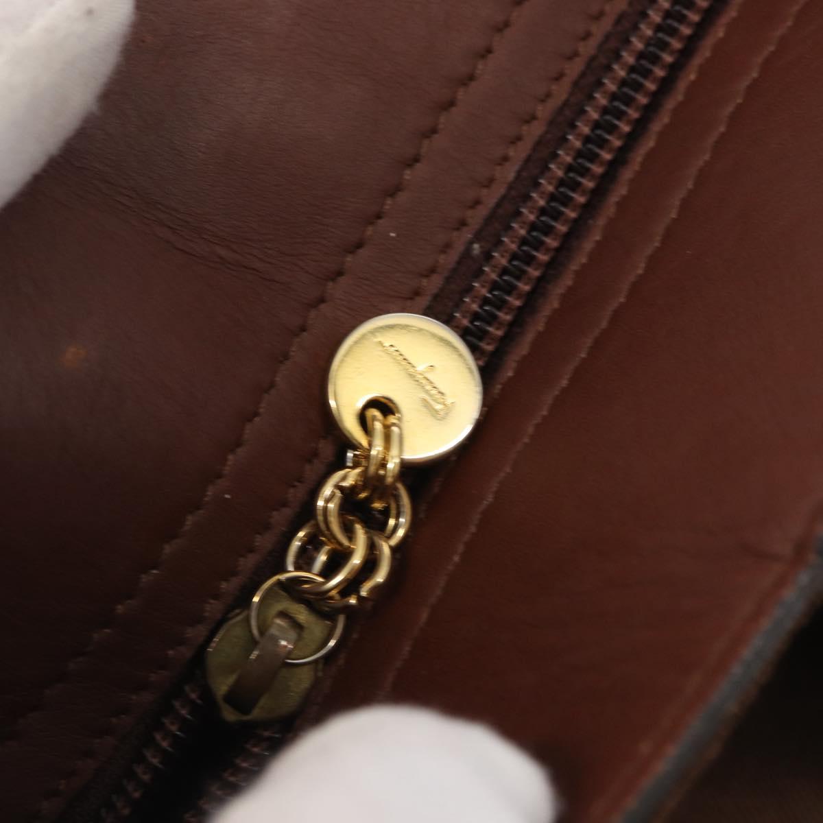 Salvatore Ferragamo Tote Bag Canvas Brown Gold Auth 164746