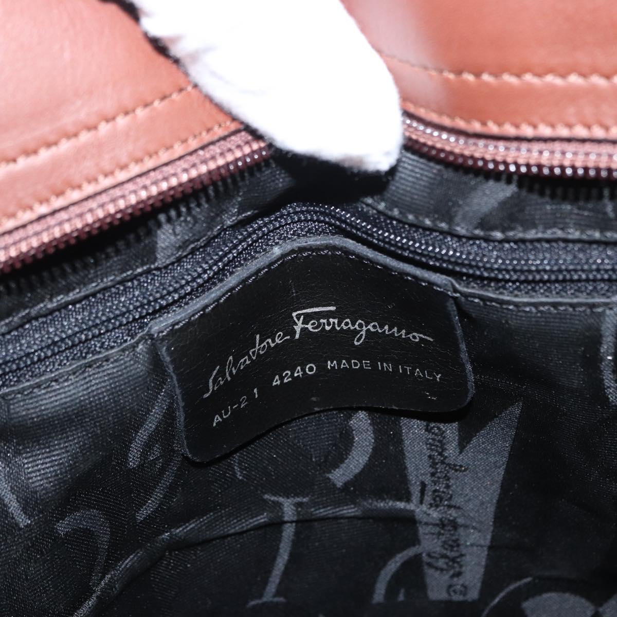 Salvatore Ferragamo Tote Bag Canvas Brown Gold Auth 164746