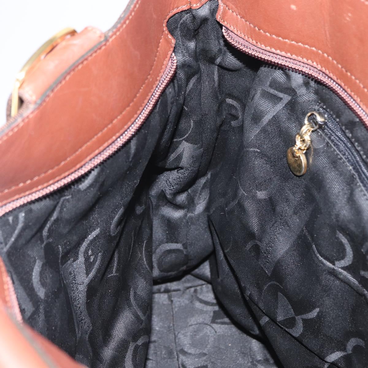 Salvatore Ferragamo Tote Bag Canvas Brown Gold Auth 164746