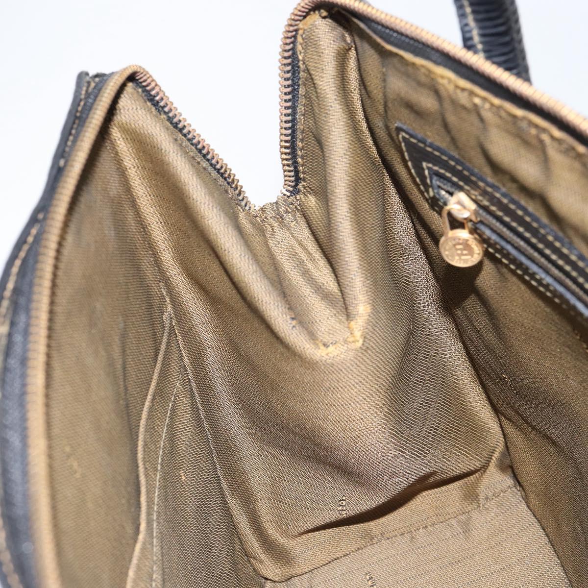 FENDI Zucca Canvas Hand Bag Black Brown Auth 164751