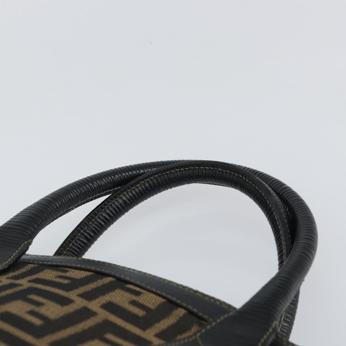 FENDI Zucca Canvas Hand Bag Black Brown Auth 164751