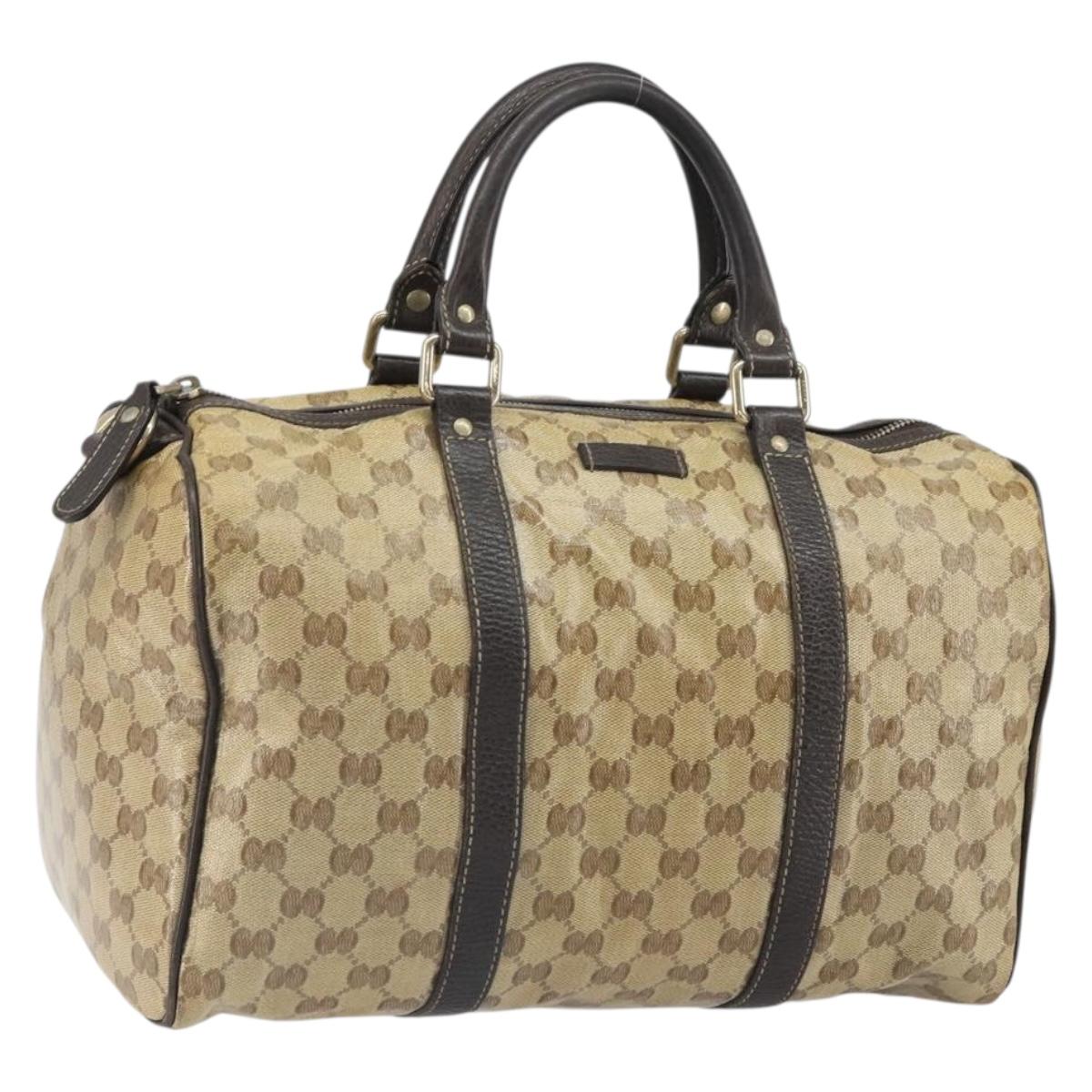 GUCCI GG Crystal Boston Bag Beige Gold 265697 Auth 164756