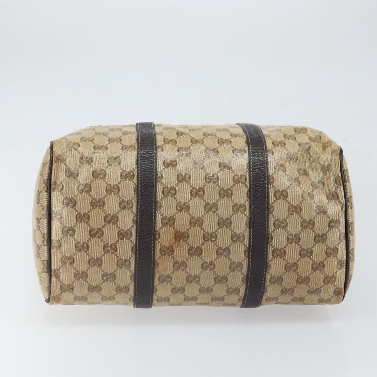 GUCCI GG Crystal Boston Bag Beige Gold 265697 Auth 164756