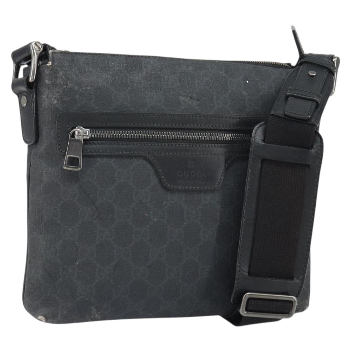 GUCCI GG Supreme Shoulder Bag PVC Black 387514 Auth 164758