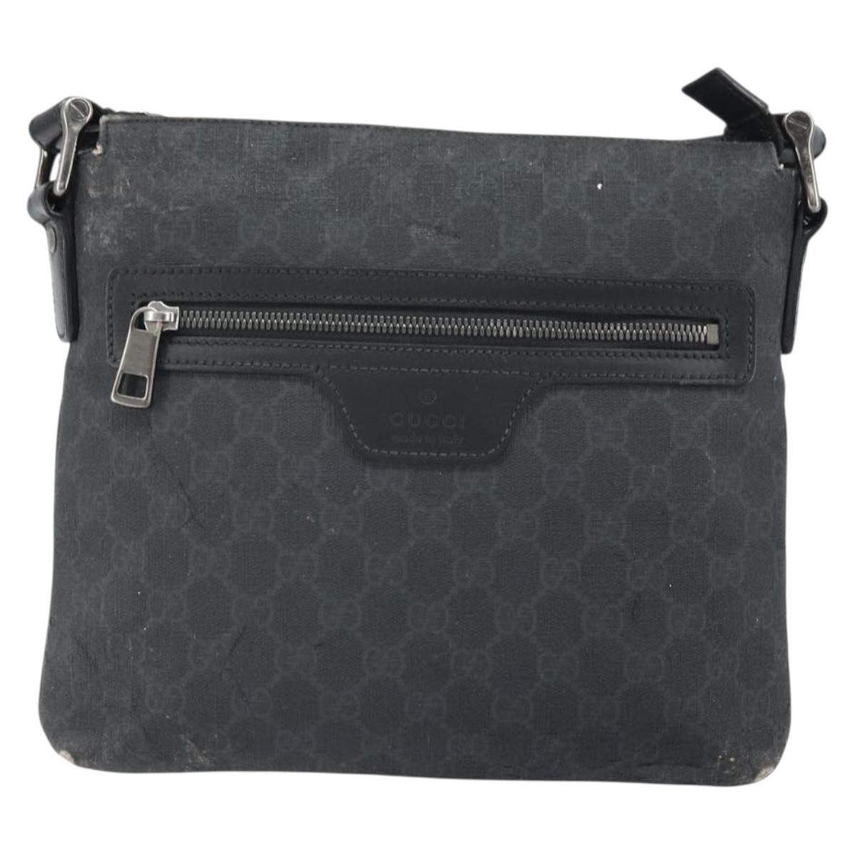 GUCCI GG Supreme Shoulder Bag PVC Black 387514 Auth 164758