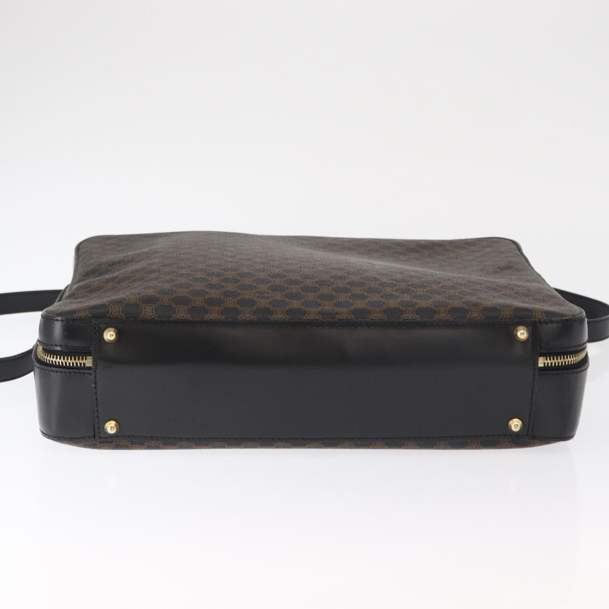 CELINE Macadam Canvas Hand Bag PVC Leather 2way Black Gold Auth 164759V