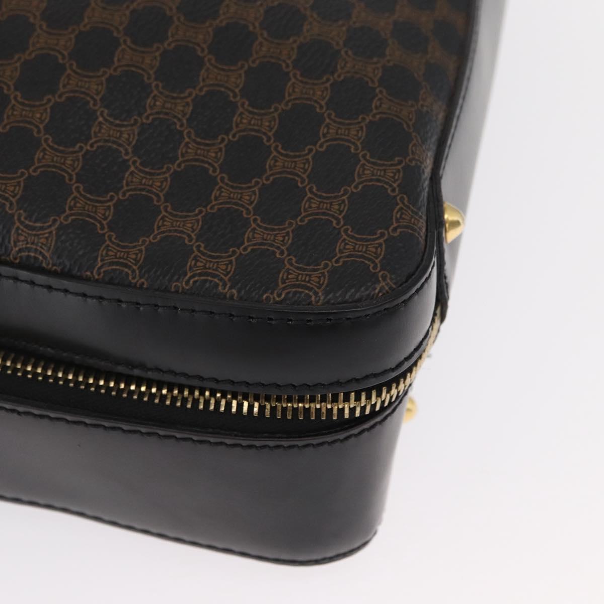 CELINE Macadam Canvas Hand Bag PVC Leather 2way Black Gold Auth 164759V