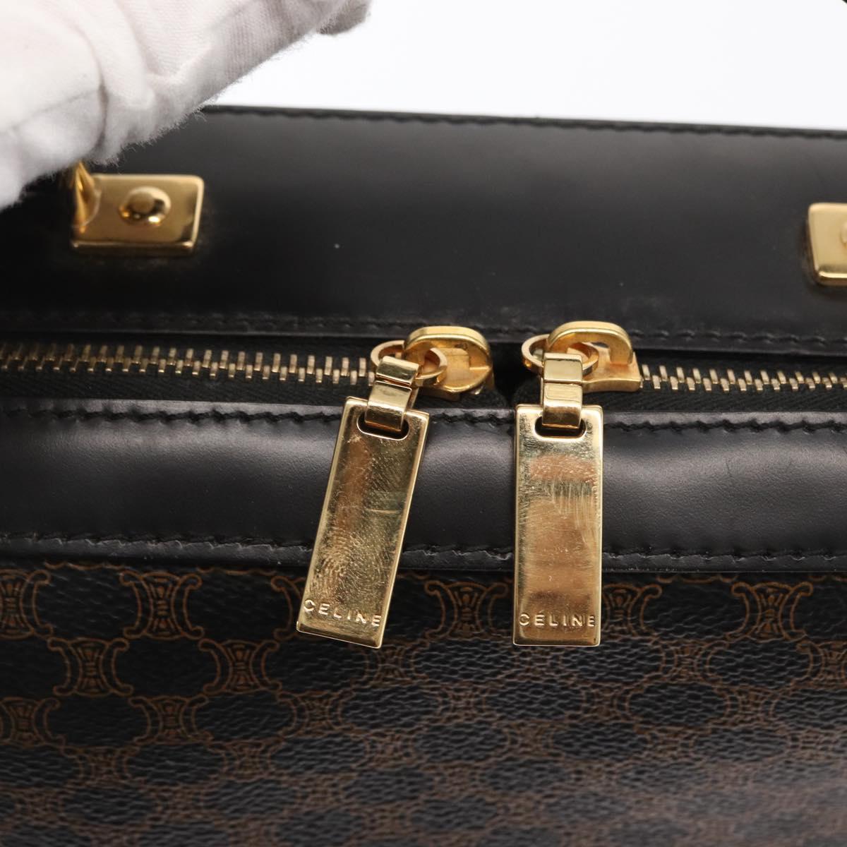 CELINE Macadam Canvas Hand Bag PVC Leather 2way Black Gold Auth 164759V