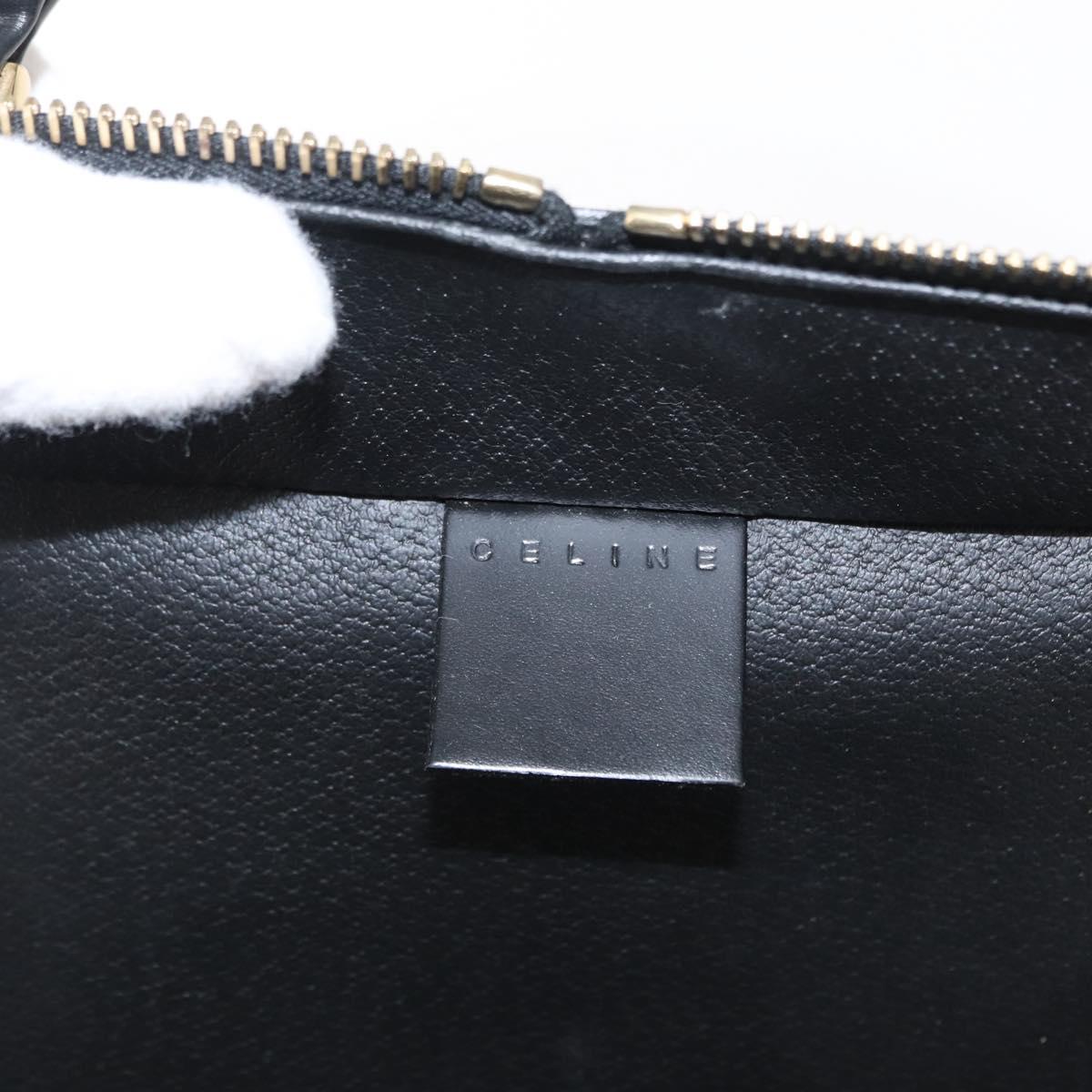 CELINE Macadam Canvas Hand Bag PVC Leather 2way Black Gold Auth 164759V