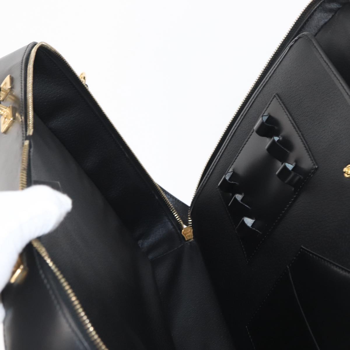CELINE Macadam Canvas Hand Bag PVC Leather 2way Black Gold Auth 164759V