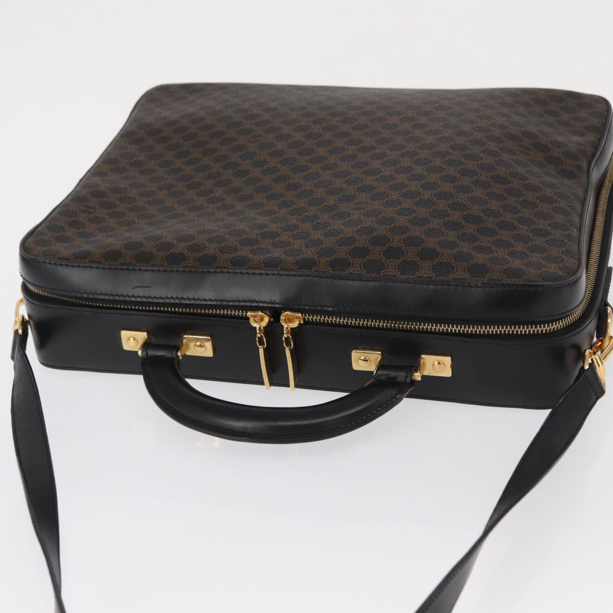 CELINE Macadam Canvas Hand Bag PVC Leather 2way Black Gold Auth 164759V