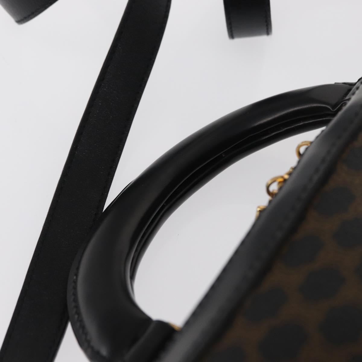 CELINE Macadam Canvas Hand Bag PVC Leather 2way Black Gold Auth 164759V