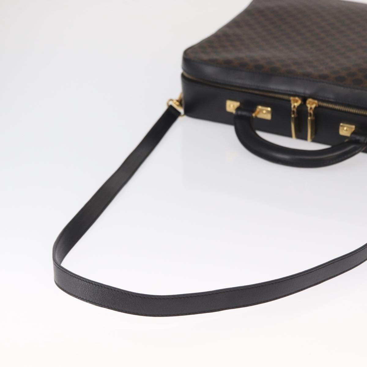 CELINE Macadam Canvas Hand Bag PVC Leather 2way Black Gold Auth 164759V
