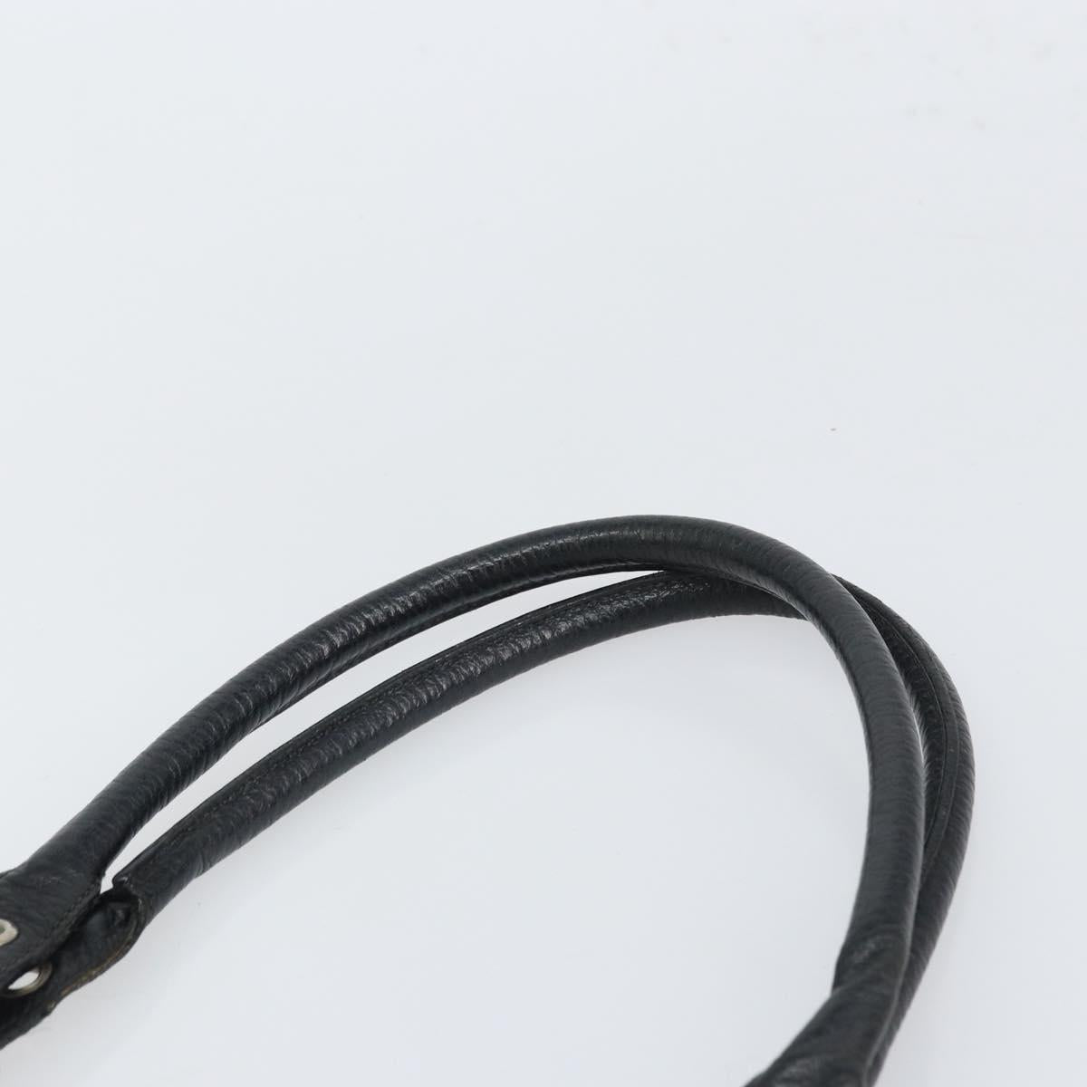 PRADA Hand Bag Nylon Black Silver Auth 164777