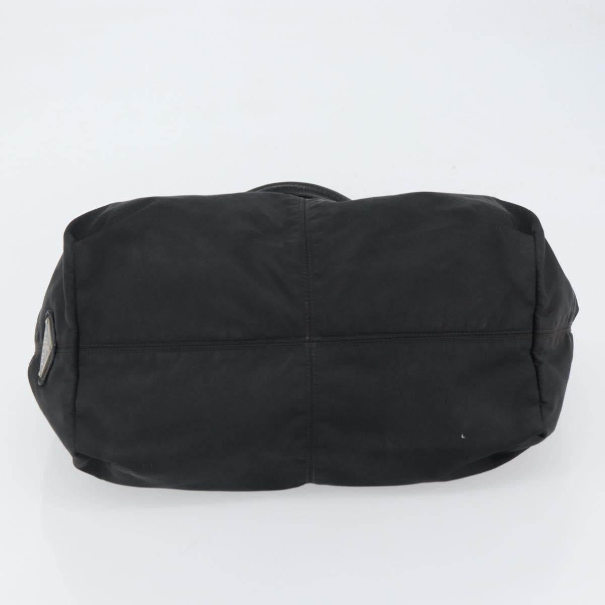 PRADA Hand Bag Nylon Black Silver Auth 164777