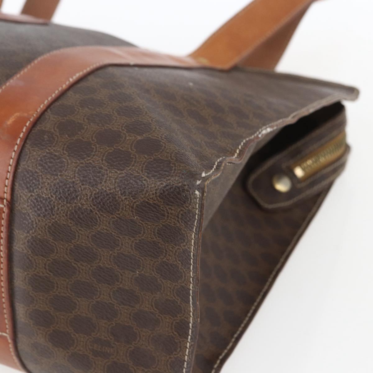 CELINE Macadam Canvas Tote Bag PVC Leather Brown Gold Auth 164782