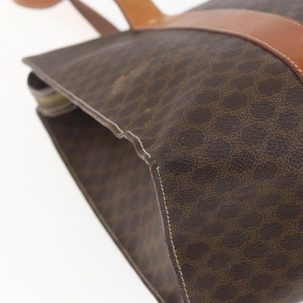 CELINE Macadam Canvas Tote Bag PVC Leather Brown Gold Auth 164782