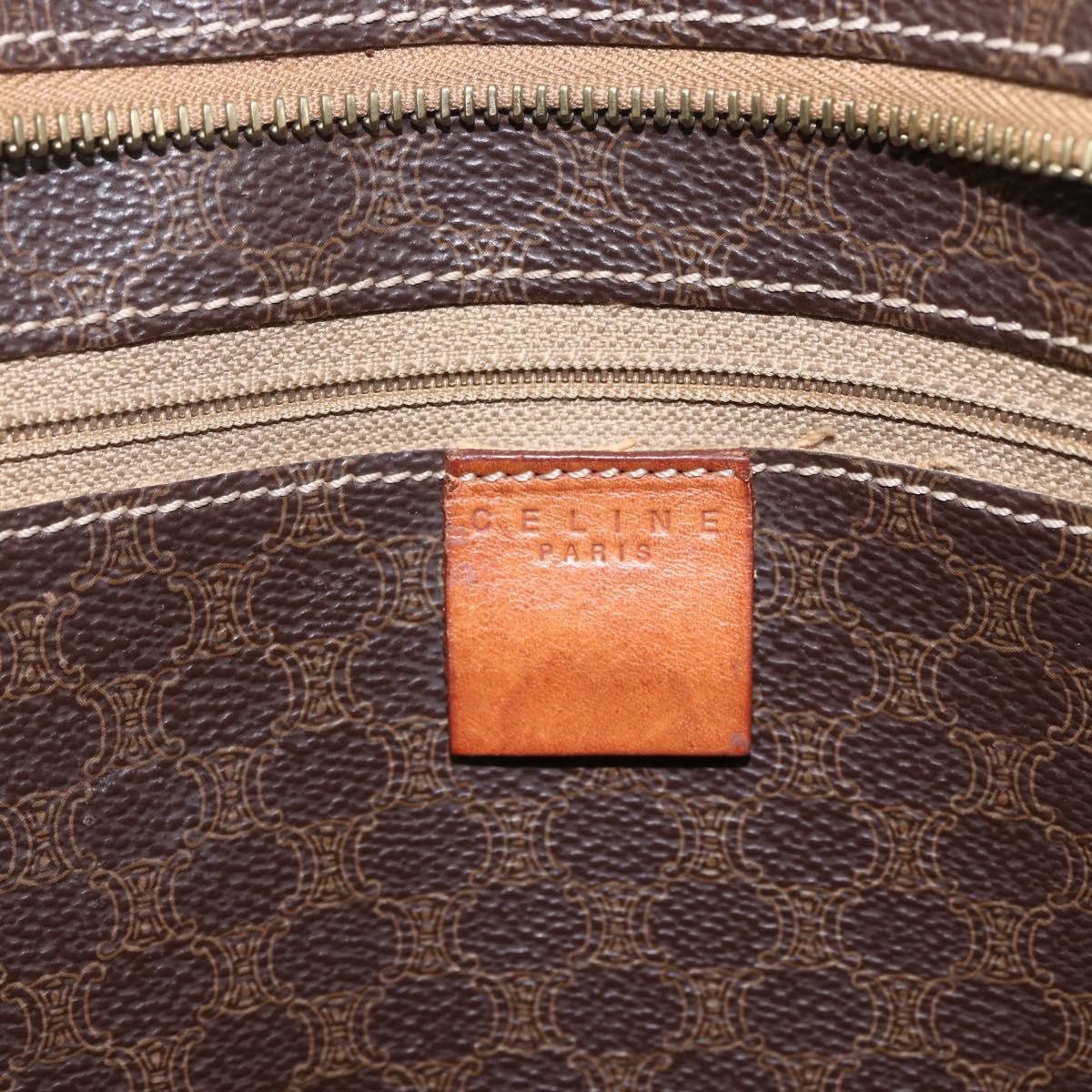 CELINE Macadam Canvas Tote Bag PVC Leather Brown Gold Auth 164782