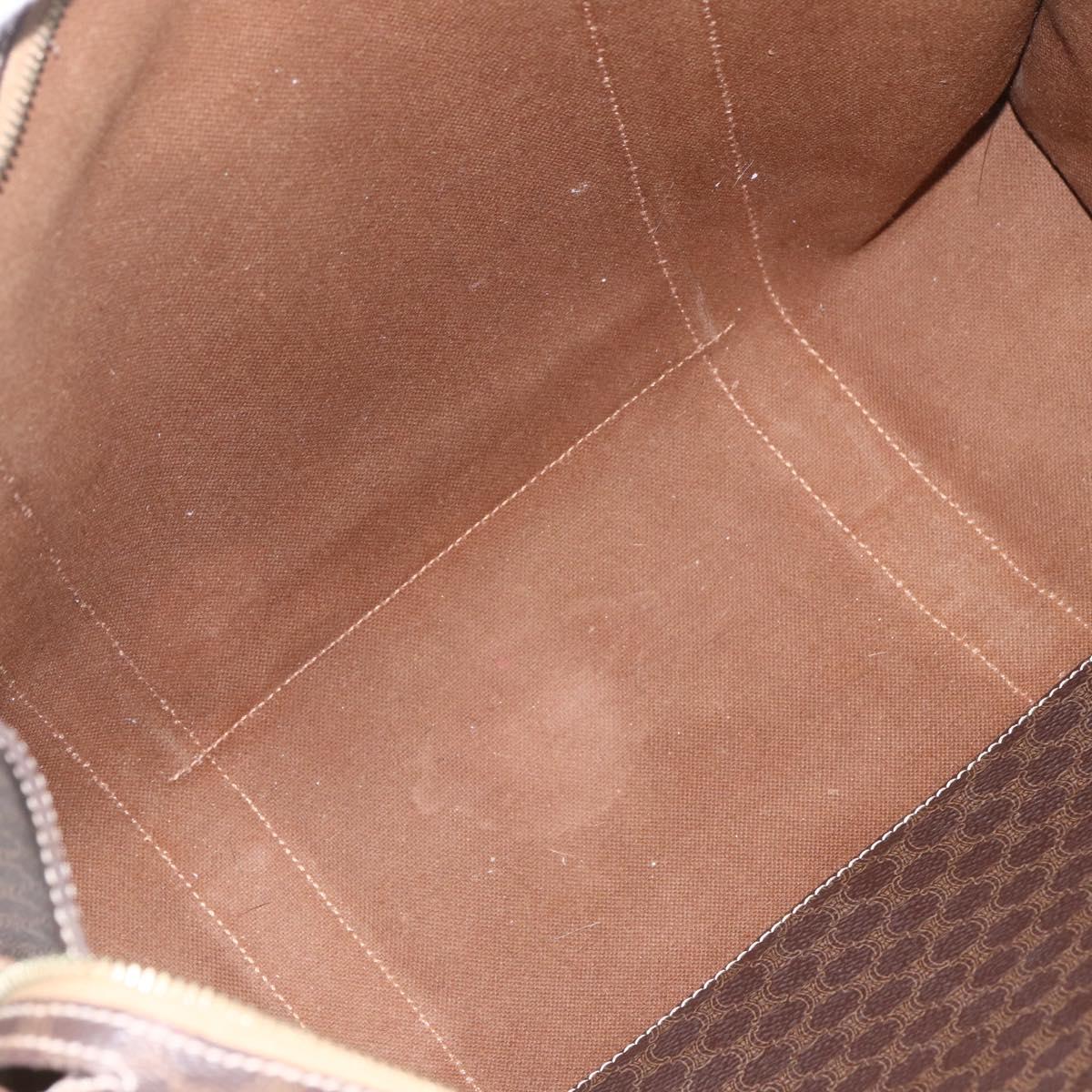 CELINE Macadam Canvas Tote Bag PVC Leather Brown Gold Auth 164782