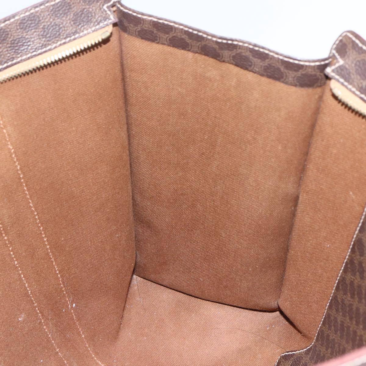 CELINE Macadam Canvas Tote Bag PVC Leather Brown Gold Auth 164782