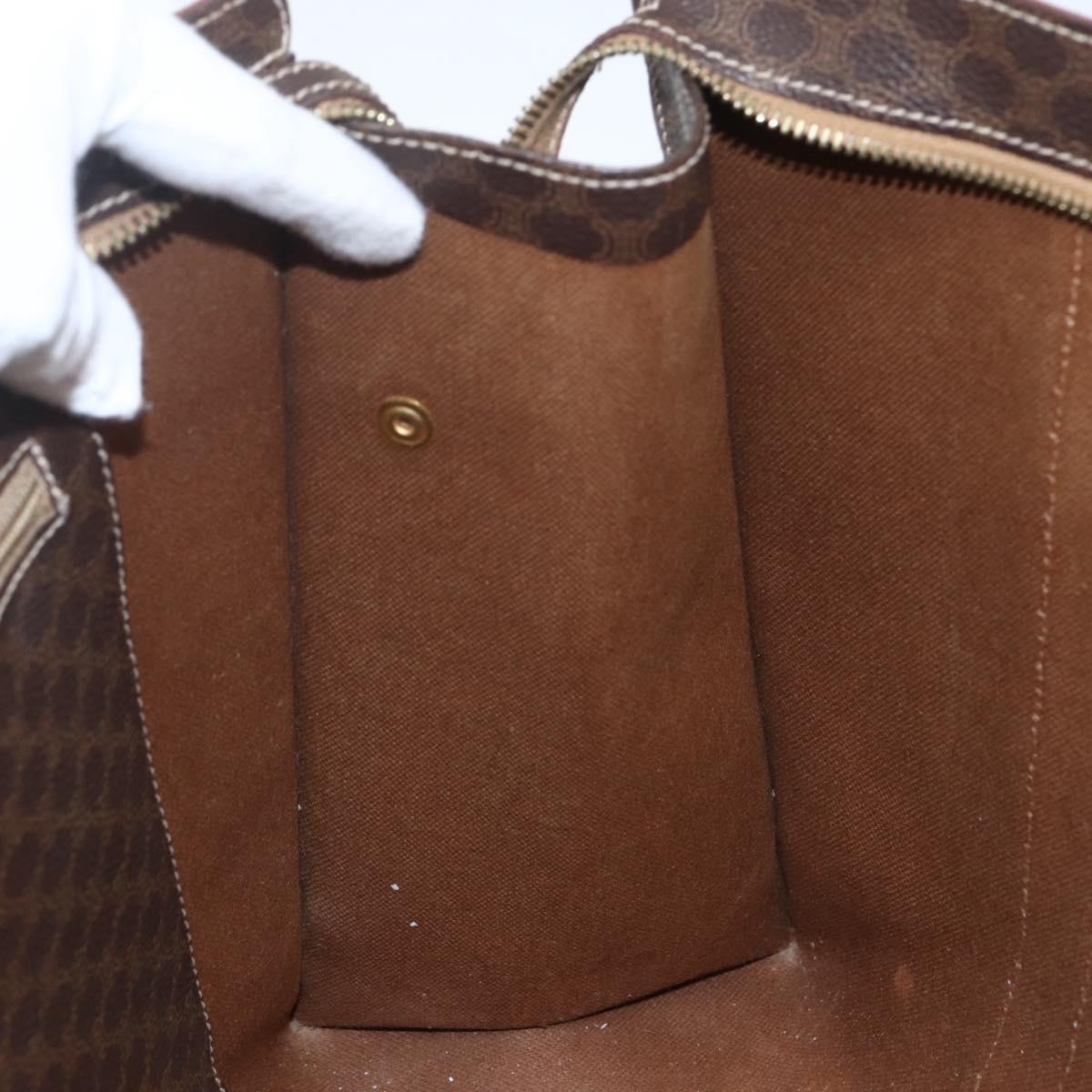 CELINE Macadam Canvas Tote Bag PVC Leather Brown Gold Auth 164782
