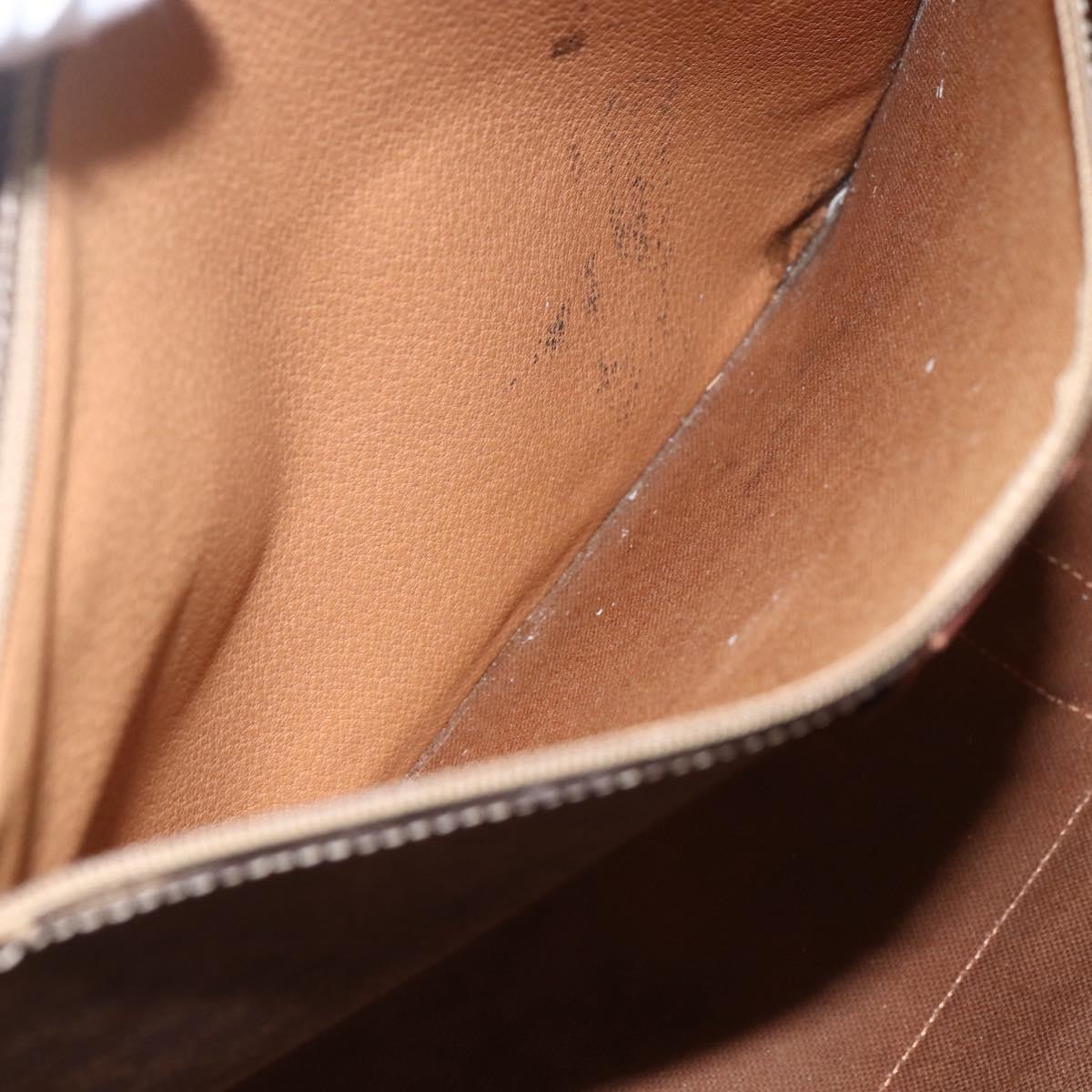 CELINE Macadam Canvas Tote Bag PVC Leather Brown Gold Auth 164782