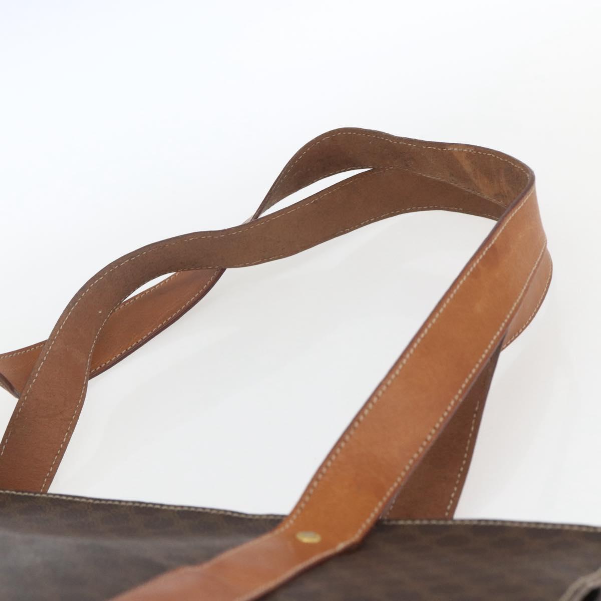 CELINE Macadam Canvas Tote Bag PVC Leather Brown Gold Auth 164782