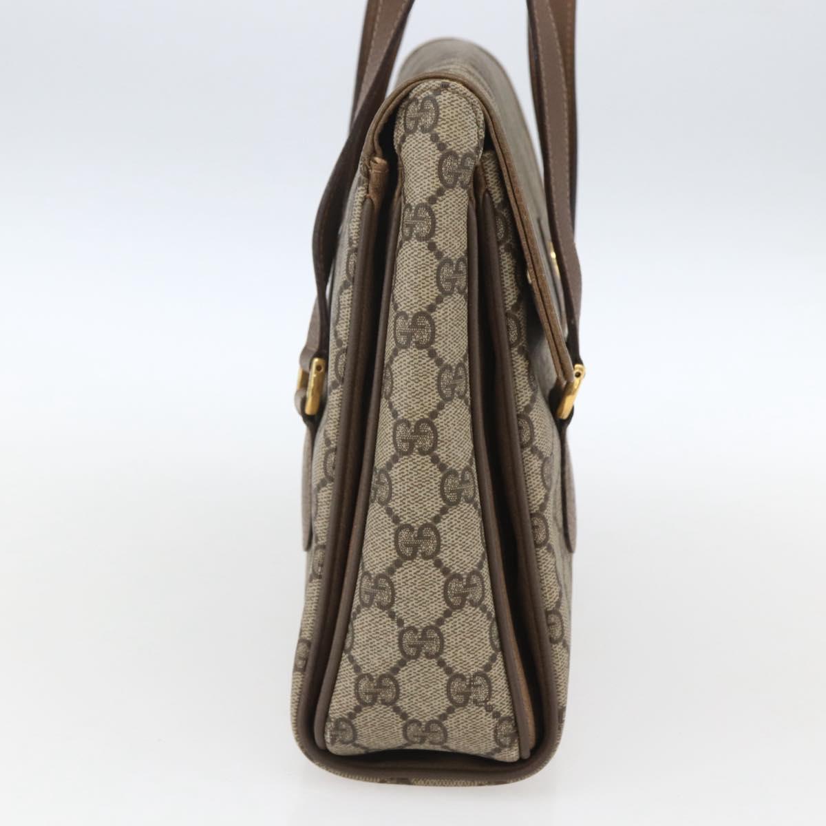 GUCCI GG Supreme Hand Bag PVC Beige Gold 116 02 080 Auth 164785