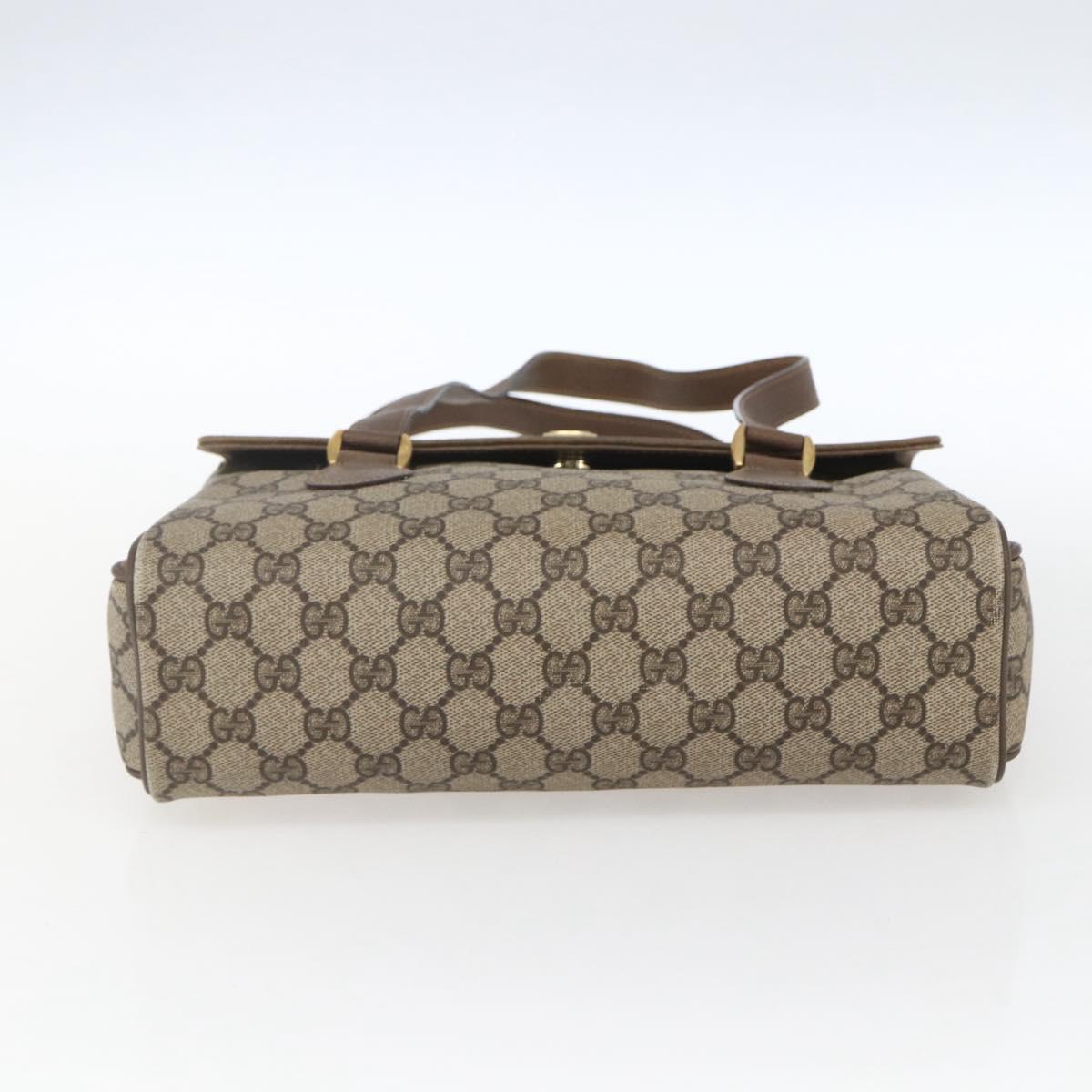 GUCCI GG Supreme Hand Bag PVC Beige Gold 116 02 080 Auth 164785