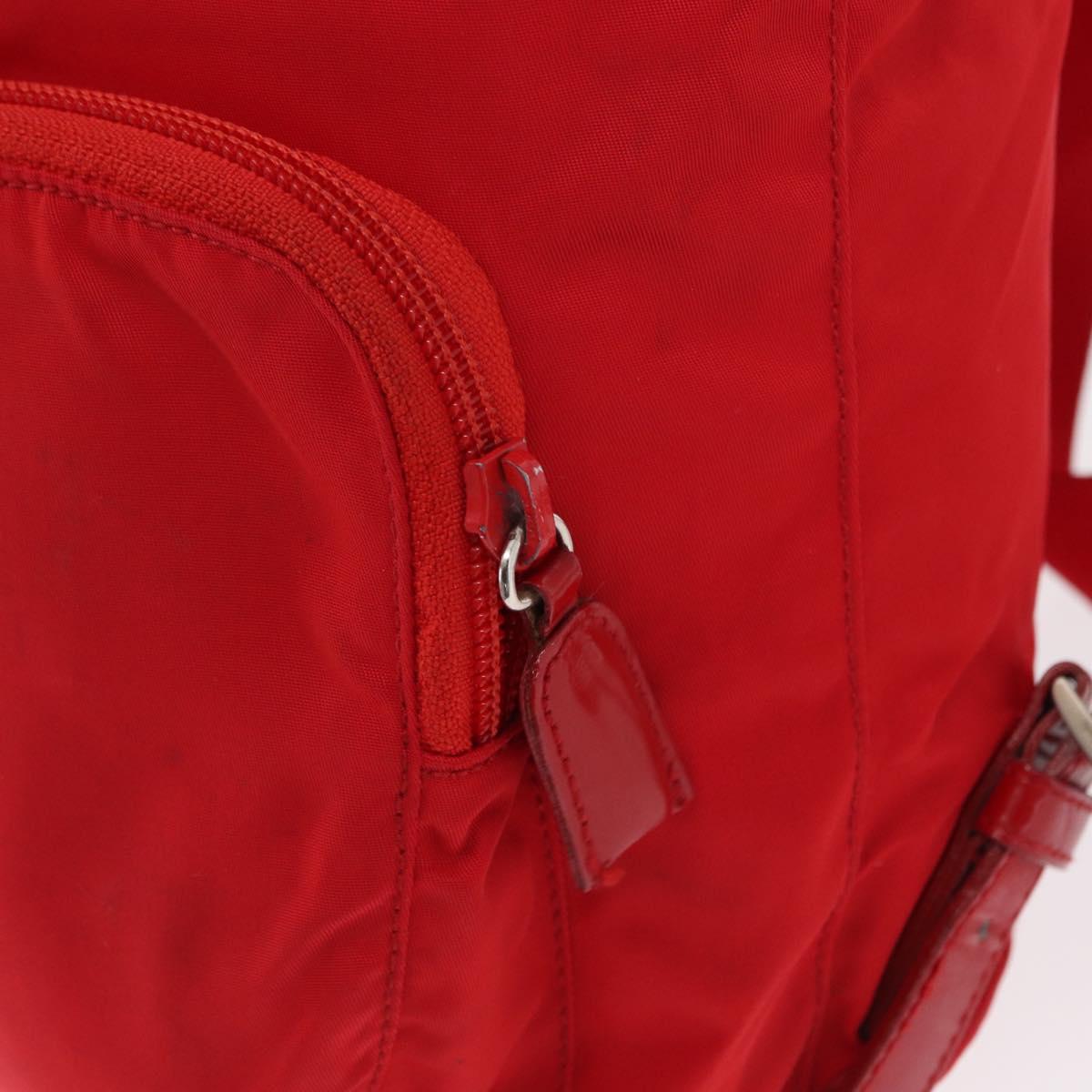 PRADA Backpack Nylon Red Silver Auth 164789
